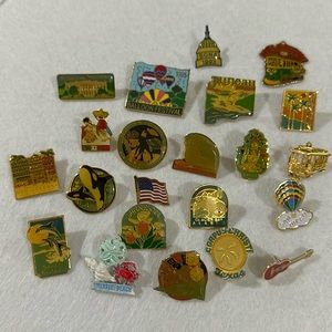 Vintage Souvenir collectors gold tone pin lot of 22